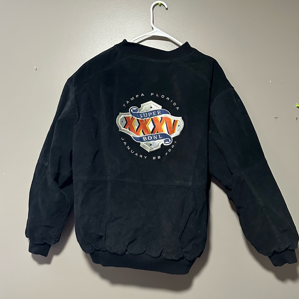 Vintage Jeff Hamilton Super Bowl 2001 Bomber Jacket - Size L - Suede & Quilted